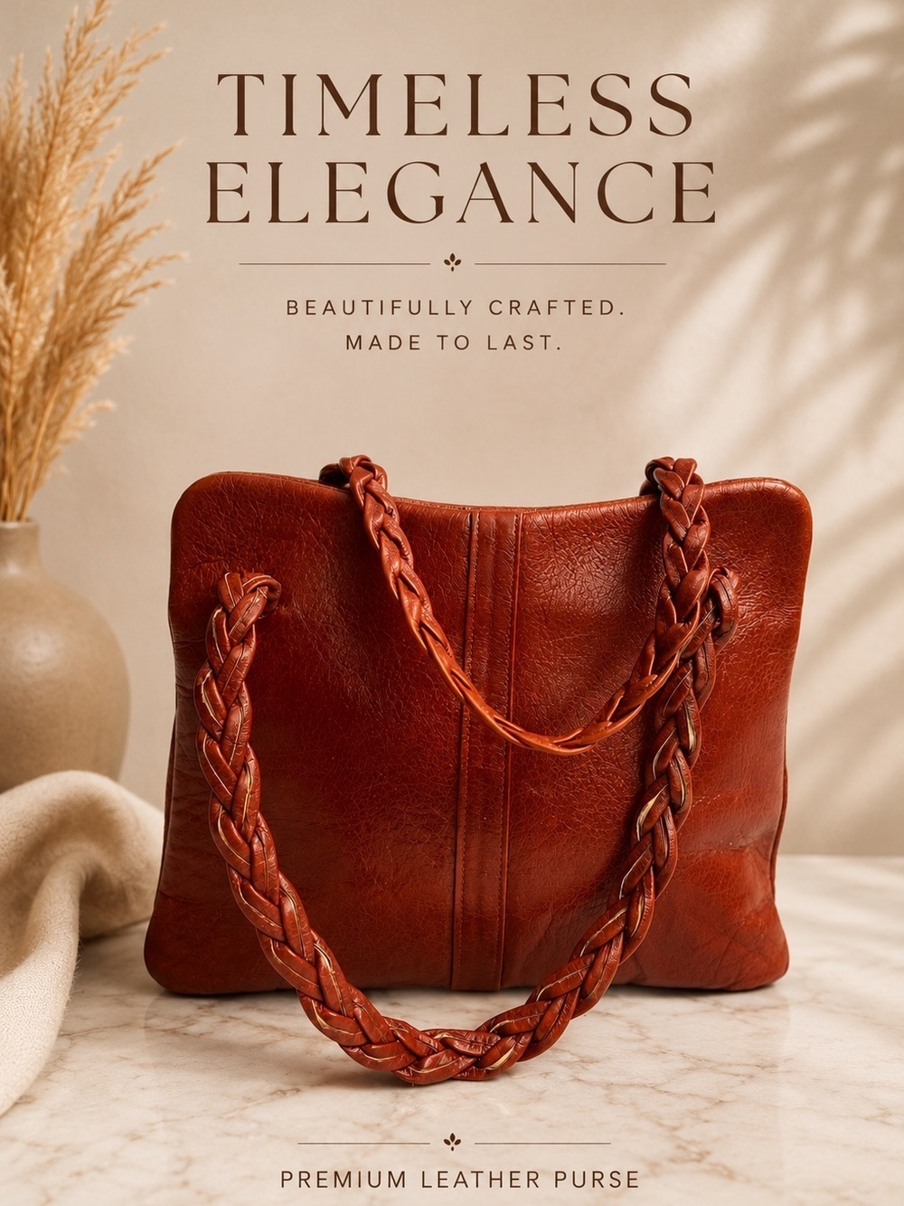 Vintage Jane Shilton Brown Leather Handbag, England, 1970's